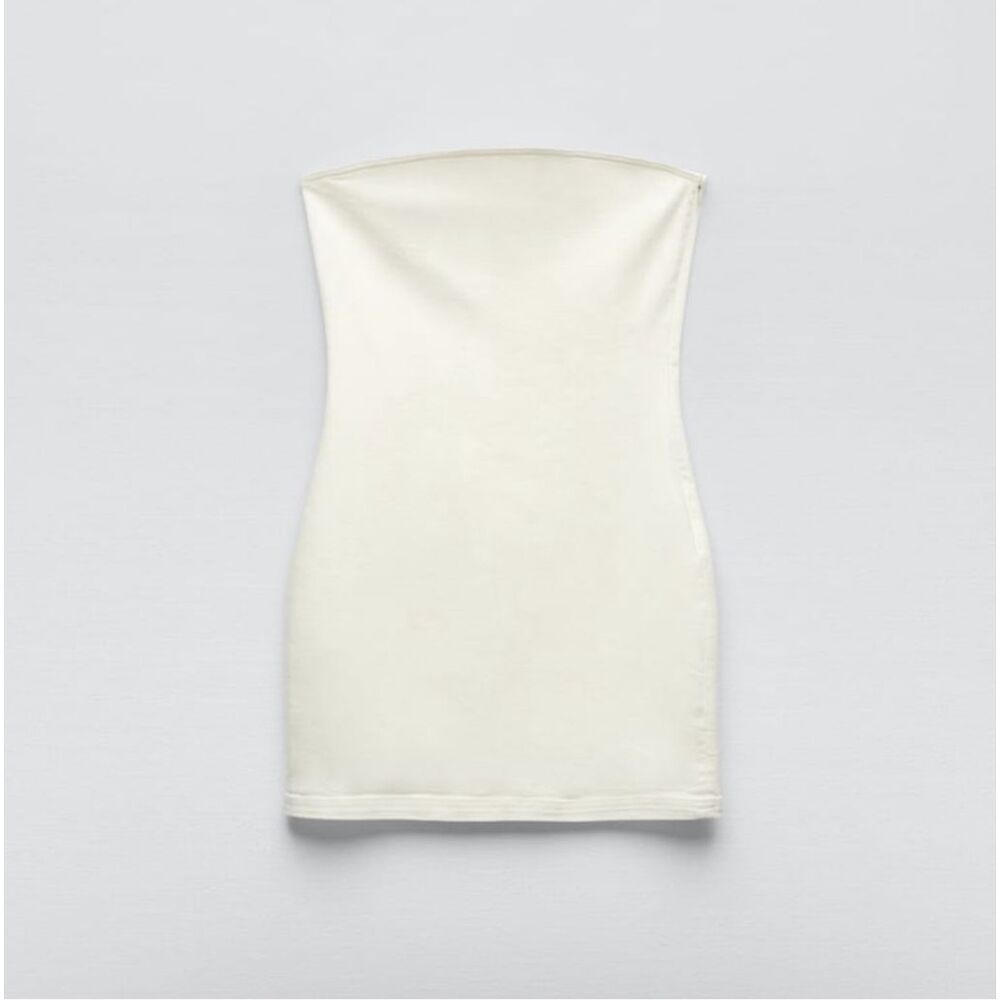Zara Cream Strapless Mini Dress